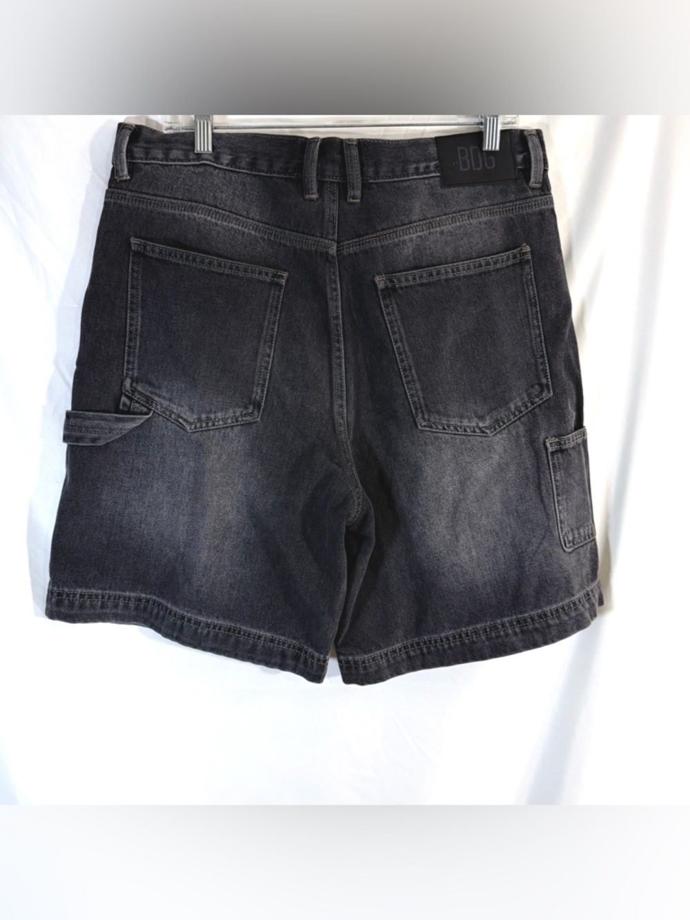 Urban Outfitters BDG Black Faded Super High Rise Denim Carpenter Shorts Size 32 - Picture 4 of 11